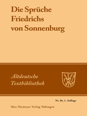 cover image of Die Sprüche Friedrichs von Sonnenburg